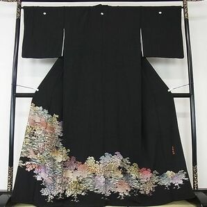 平和屋2■豪華黒留袖 呉縣刺繍 総刺繍 風景花文 金糸 逸品 DAAB7886psの画像2