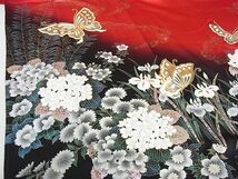 平和屋2■豪華振袖　駒刺繍　枝桜　舞蝶花文　暈し染め　金銀彩　逸品　DAAB7893ps_画像5