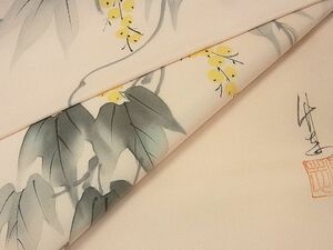 平和屋2◎塩瀬　九寸名古屋帯　手描き　スグリ　逸品　DAAA0740ea