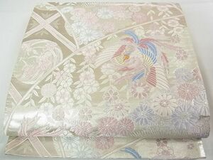 平和屋2◎六通柄袋帯　唐織　彩華集錦　鳳凰天井花文　銀糸　逸品　DAAA6382ya