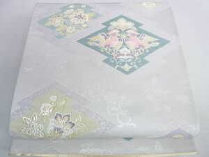 平和屋2■六通柄袋帯　唐織　松皮菱花鳥文　金銀糸　逸品　DAAB4796ic