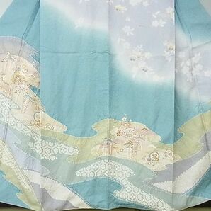 平和屋2■訪問着 駒刺繍 絞り 糸車吉祥花文 暈し染め 金彩 逸品 未使用 DAAB7906psの画像4