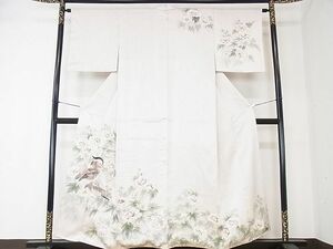 平和屋2■訪問着　鴛鴦牡丹文　手描き　暈し染め　三越扱い　逸品　DAAB7923ps