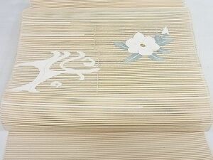 平和屋-こころ店■夏物　名古屋帯　反物　草花文　正絹　逸品　未使用　AAAD0688Boa