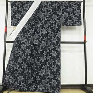 平和屋-こころ店■極上 久留米絣 単衣 花蔦草文 綿 逸品 未使用 AAAD2853Ackの画像2