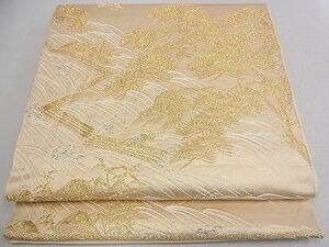 平和屋2◎六通柄　本袋帯　立波浜松文　金糸　逸品　DAAB0526ud