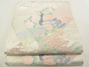 平和屋2◎六通柄袋帯　唐織　風景孔雀花文　金銀糸　逸品　DAAA3472rt