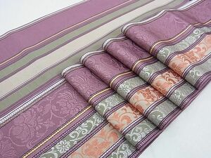  flat peace shop 2# genuine . front Hakata woven both sides hanhaba obi flower Tang . interval road excellent article DAAB5986wb