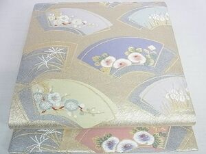 平和屋2■六通柄袋帯　唐織　地紙花文　金糸　逸品　DAAB4812ic