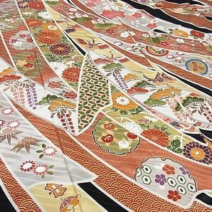 平和屋2■豪華振袖 駒刺繍 束ね熨斗飛鶴花文 黒地 金彩 逸品 DAAB8064psの画像5