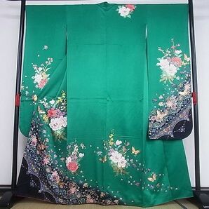 平和屋-こころ店■豪華振袖 花蝶文 金彩 正絹 逸品 AAAD5497Bnpの画像1