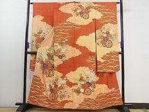 平和屋川間店■豪華振袖　駒刺繍　花車文　金彩　逸品　ut3461_画像1