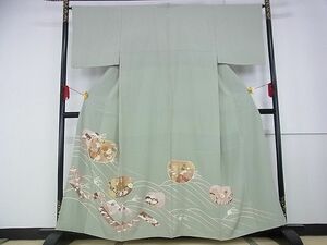 平和屋-こころ店■豪華色留袖　駒刺繍　鬘帯団扇花文　金彩　正絹　逸品　AAAD8324Atn