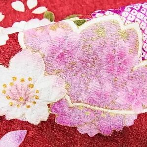 平和屋-こころ店■豪華振袖 刺繍 舞桜 暈し染め 金糸 銀通し地 正絹 逸品 AAAD0209Bzgの画像7