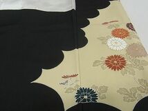 平和屋川間店■豪華黒留袖　駒刺繍　扇面吉祥花文　金彩　逸品　ma2049_画像9