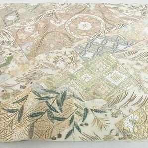 平和屋2■夏物 太鼓柄袋帯 絽綴れ 絽刺し 総刺繍 吉祥花文 金糸 逸品 DAAB3876opの画像6