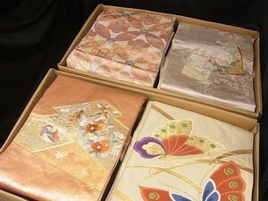 平和屋■名古屋帯 まとめて100点 鴛鴦 蝶 花柄 七宝 駒刺繍 金銀糸 など 着用可能多数 未使用品あり 全て正絹 se1462