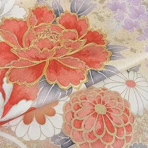 平和屋-こころ店■付下げ 解き反物 駒刺繍 草花文 暈し染め 金銀彩 正絹 逸品 AAAC4468Auwの画像5