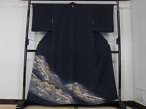 平和屋川間店■豪華色留袖　駒刺繍　草花文　暈し染め　金彩　逸品　dy3415