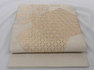 平和屋-こころ店◎綴れ　太鼓柄袋帯　亀甲花文　金銀糸　正絹　逸品　AAAD1609Bfw