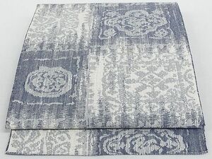 平和屋-こころ店◎八寸名古屋帯　紬地　花菱文　正絹　逸品　AAAD1834Aog