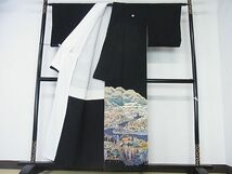 平和屋2■豪華黒留袖　友禅　作家物　流水風景文　逸品　DAAA6462ya_画像2