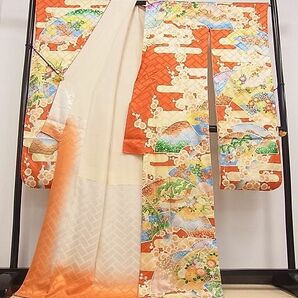 平和屋2■豪華振袖 駒刺繍 吉祥地紙飛鶴花文 金彩 逸品 DAAA5476yyyの画像2