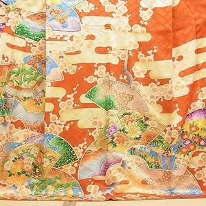 平和屋2■豪華振袖 駒刺繍 吉祥地紙飛鶴花文 金彩 逸品 DAAA5476yyyの画像3