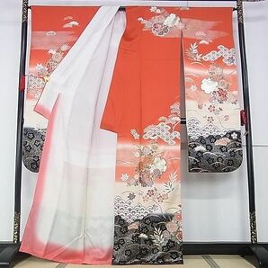 平和屋-こころ店■豪華振袖 駒刺繍 雪輪重ね花文 暈し染め 金銀彩 正絹 逸品 AAAD8201Atnの画像3