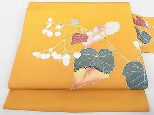 平和屋-こころ店◎塩瀬　九寸名古屋帯　草花文　正絹　逸品　AAAD7953Agk