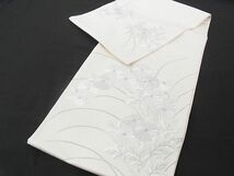 平和屋川間店■太鼓柄袋帯　刺繍　枝花文　菊　銀糸　正絹　逸品　B-cy3076_画像7