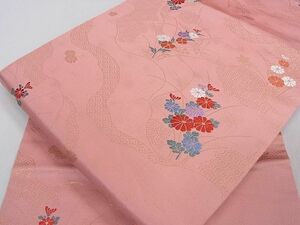 平和屋川間店■九寸名古屋帯　唐織　道長吉祥草花文　金糸　逸品　ud0989