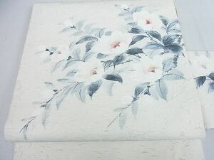 平和屋2◎九寸名古屋帯　作家物　手描き　髭紬　草花文　逸品　DAAA7579sf