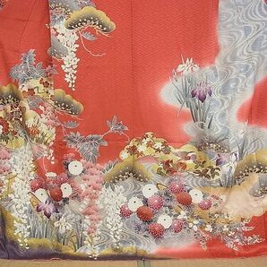 平和屋2■豪華振袖 駒刺繍 流水御所車花文 暈し染め 金彩 逸品 DAAB1257jmの画像3