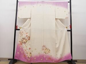 平和屋野田店■訪問着　刺繍　花丸文　暈し染め　金糸　逸品　n-yc6312