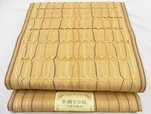 平和屋野田店■夏物　六通柄袋帯　手織　りぼん織　吉祥文　金糸　逸品　未使用　BAAD0079pk_画像1