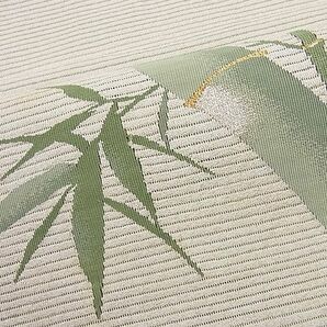 平和屋野田店■夏物 八寸名古屋帯 絽綴れ 笹竹文 金銀糸 逸品 BAAD0081pkの画像3