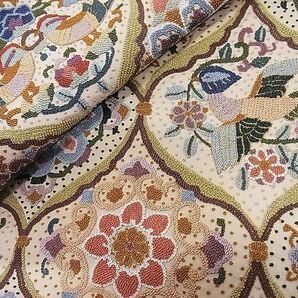 平和屋-こころ店■極上 中国三大刺繍 総相良刺繍 総刺繍 袋帯 立涌花鳥文 金糸 正絹 逸品 AAAE0706Aazの画像7