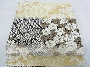 平和屋-こころ店■六通柄袋帯　雪輪花文　金糸　正絹　逸品　AAAD5454Bnp