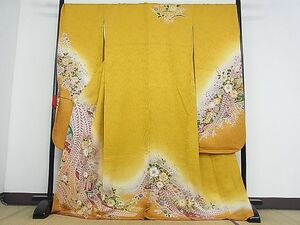  flat peace shop - here . shop # gorgeous long-sleeved kimono .. flower .. dyeing gold through . ground silk excellent article AAAD5469Bnp