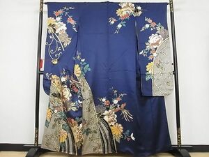  flat peace shop - here . shop # gorgeous long-sleeved kimono flowers and birds writing gold silver . silk excellent article AAAC0630Abr