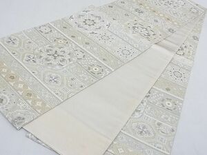  flat peace shop - here . shop # finest quality all through pattern double-woven obi total embroidery width step .. flower writing silver . silk excellent article AAAD1891Aog