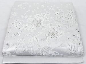 平和屋-こころ店■総刺繍　袋帯　草花文　金銀糸　正絹　逸品　AAAD3400Aaz