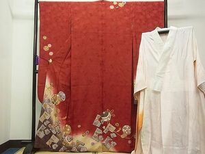  flat peace shop 1# gorgeous long-sleeved kimono * long kimono-like garment set piece embroidery . flower writing gold paint excellent article CAAC4098vf