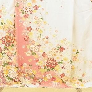 平和屋-こころ店■豪華振袖 刺繍 花 毬 暈し染め 金彩 銀通し地 正絹 逸品 AAAD4332Ataの画像3