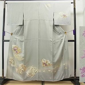 平和屋1■京の名門 じゅらく謹製 帝王紫 訪問着 単衣 友禅 刺繍 牡丹籬花文 金彩 逸品 CAAC0541ycの画像1