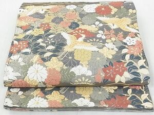 平和屋2◎六通柄袋帯　唐織　能衣　飛鶴花文　金糸　逸品　DAAA9542we