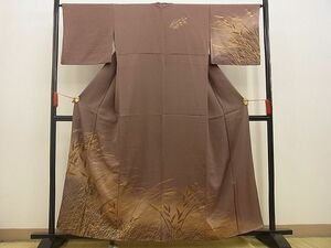 平和屋野田店■訪問着　柳芝草文　暈し染め　金彩　逸品　BAAC9360xi