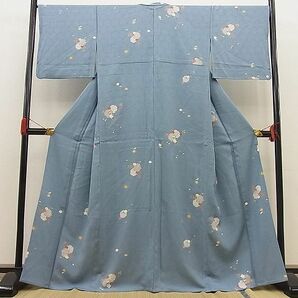 平和屋野田店■上質な小紋 単衣 雪輪花文 金彩 逸品 BAAC9310fwの画像2