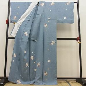 平和屋野田店■上質な小紋 単衣 雪輪花文 金彩 逸品 BAAC9310fwの画像3